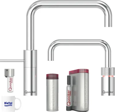 Produktbild von Quooker Wasserhahn Nordic Square Twintaps verchromt glänzend PRO3 CUBE + Filter
