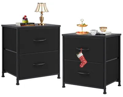 Image de Ensemble de 2 tables de chevet avec tiroirs, idéal pour une chambre