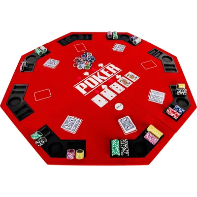 Produktbild von Pokertisch Pokerauflage Poker Tisch Auflage Pokertable klappbar faltbar rot