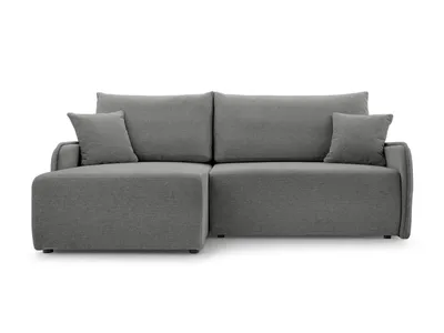Produktbild von BETTSO Komfortables dunkelgraues Ecksofa LORENZA mit Bettzeugablage Links