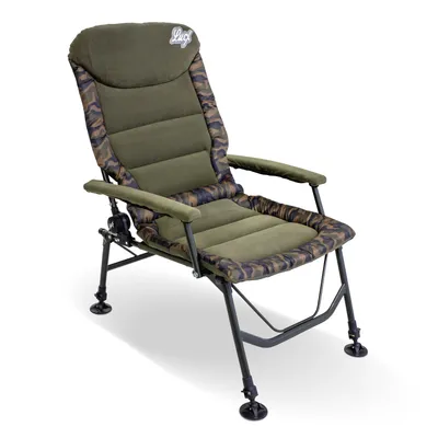 Produktbild von Lucx Angelstuhl, Camouflage, Armlehnen, für Angeln, Camping & Garten, 600D Oxford Polyester, Fleece, Aluminium, Sitzfläche 60x55cm, Rückenlehne 60x75cm, Sitzhöhe 43-50cm, Transportmaß 70x22x83cm, 6,7kg, schlammfeste Füße, flexible Rückenlehne