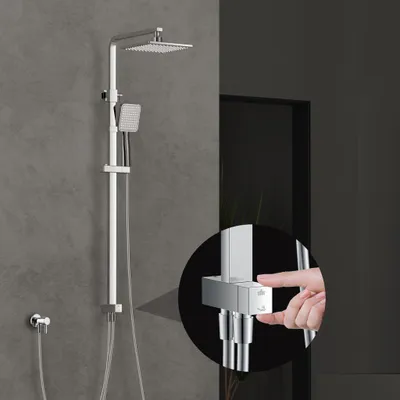 Zdjęcie produktu dla System prysznicowy Homelody bez baterii deszczownica zestaw prysznicowy bez termostatu z głowicą prysznicową słuchawka prysznicowa przełącznik kątowy kolumna prysznicowa do łazienki, chrom