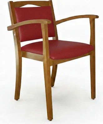Produktbild von Hüftstuhl Alexander Blieskastel Rustikal – Bequemer Seniorenstuhl mit Armlehnen.Stoffbezug:Kunstleder Nessi Bordeaux,Bodengleiter:Kunststoff Weiss