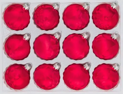 Produktbild von 12 tlg. Glas-Weihnachtskugeln Set in "Ice Rot" Eislack
