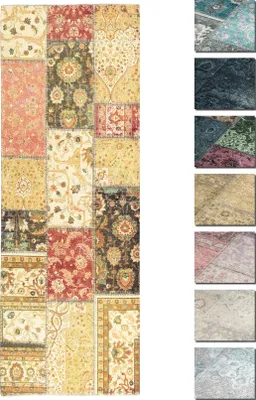 Produktbild von Kelim Patchwork Teppich Wohnzimmer Rot 80 X 195 cm, Moderner Kurzflor Teppich, Super soft, verschiedene Farben und Formen verfügbar