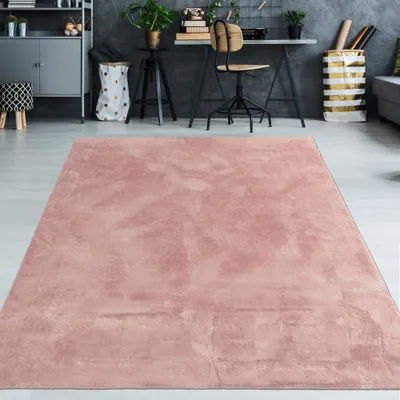 Produktbild von Teppich rosa weich pflegeleicht saugrobotergeeignet für Wohnbereiche Größe - 200 x 290 cm
