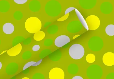 Produktbild von Braun & Company Geschenkpapier Kollektion Bubbels grün-gelb 1,5 m x 70 cm