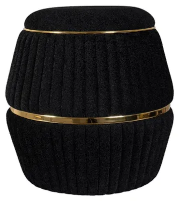 Produktbild von Pouf Doric 210 Schwarz-Gold mit Rippenstruktur
