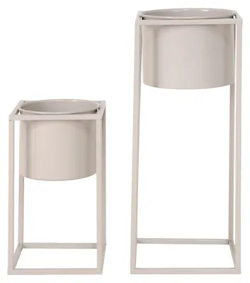 Immagine prodotto di Set 2 vasi da fiori Marla in acciaio beige grigio
