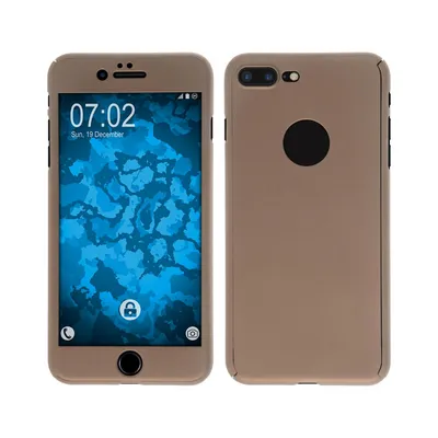 Produktbild von PhoneNatic Case kompatibel mit Apple iPhone 7 Plus / 8 Plus - Hülle gold 360° Fullbody Hard-case + Glasfolie