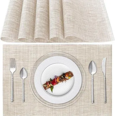 Produktbild von Famanu Platzsets Set von 6, waschbar, rutschfest, hitzebeständig, für den Küchentisch, beige