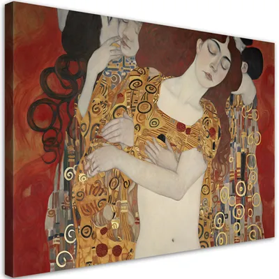 Produktbild von Leinwandbild Der Kuss der Frauen - G. Klimt 90x60 Feeby Gold bild für die wand bereit zum aufhängen