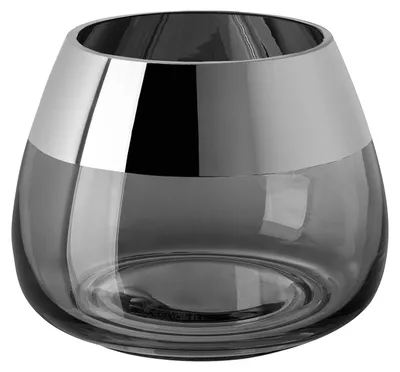 Produktbild von BELLA Teelichthalter - H.11,6cm x D.15cm - Glas - grau/silberfarben