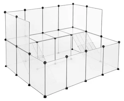 Produktbild von Tierkäfig für Kleintiere, tragbar und zusammenklappbar, weiß, 143 x 108 x 92 cm