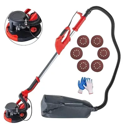 Immagine prodotto di Levigatrice per cartongesso, potenza 750 W, tensione 220 V, 800-1750 giri/min, diametro carta abrasiva 22,5 cm, lunghezza regolabile 1,4-1,9 m