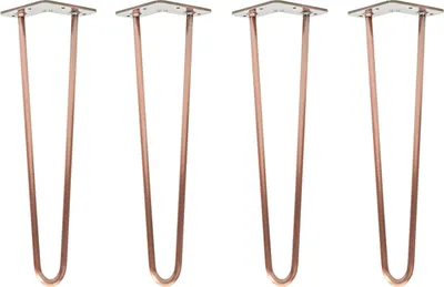 Produktbild von Natural Goods Berlin HAIRPIN Legs, Haarnadelbeine, Möbelfüße, Tischbeine, Antik Roségold, 45 cm, 2 Streben, 4 Stück