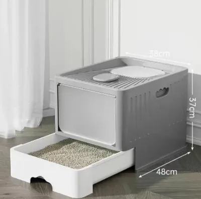Produktbild von Katzentoilette - Automatische selbstreinigende Katzentoilette XL - Geschlossene Haube - Große Kapazität - Geruchsarm - Kunststoff - Grau