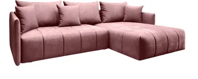 Produktbild von FURMEB24 - DON 245 x 180 cm Sofa mit Schlaffunktion und zwei Bettk€sten - Ecksofa mit Kissen , Stoff Monoliht - Rosa