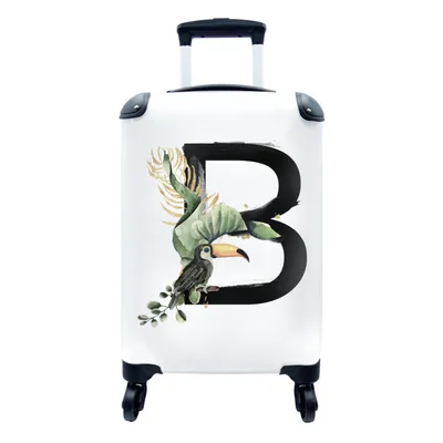 Produktbild von MuchoWow® Koffer Handgepäck Trolley Rollkoffer Kleine Reisekoffer mit 4 Rollen - Papagei - Alphabet - Buchstabe B - Cabin Size < 55x40x23 cm & 55x40x20 cm - Fotokoffer - Kabinenkoffer - Boardgepäck - Reise-Box - Reisekoffer - Reisegepäck - Koffer mit Bild - Trolley für Kinder