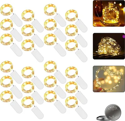 LED-Lichterkette 24 Stk., 2 m, 20 LEDs, warmweiß, Kupferdraht, IP65