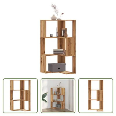 Produktbild von The Living Store Eck-Bücherregal 3 Böden Artisan-Eiche 50x50x102cm Holzwerkstoff