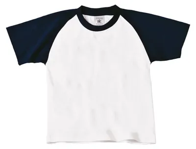 Image de B&C - T-shirt « Base-Ball » pour enfants FK1977 (140-146) (blanc/bleu marine)