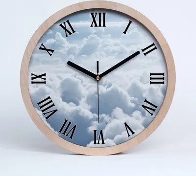 Produktbild von Holzuhr 20fi cm wanduhr - schwarze Spitzen - Luft Wolken