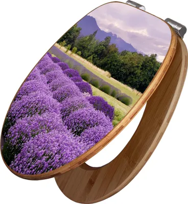 Produktbild von banjado Design WC Sitz Bambus Absenkautomatik -Lavendel 1 - Toilettendeckel mit Absenkautomatik Holz/hochwertiger Bambus Klodeckel/WC-Sitz für alle gängigen Toiletten [TDB2 10429]
