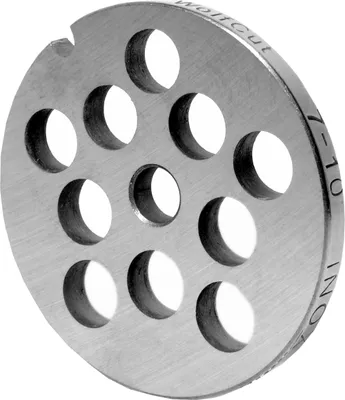 Produktbild von WolfCut INOX Lochscheibe Gr. 7-10,0 mm Bohrung - passend für alle gängigen Fleischwölfe Größe 7 – z.B.: Bosch MUM6/MUM7 - Jupiter Größe 7, Kenwood A900, Regina BME 7 und viele mehr.