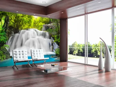 Produktbild von Vlies Fototapete 350x256 cm Tapeten Wandtapete XXL Natur Landschaft Wasserfall c-A-0007-a-a
