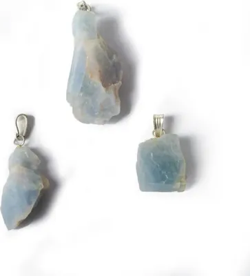 Image de Pendentif en pierre précieuse brute en calcite bleue - ±2,5 cm paquet de 3 pièces