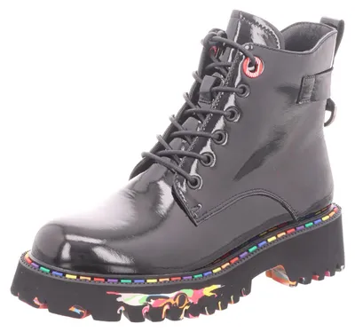 Produktbild von 2GO Fashion Damen-Schnürstiefelette Schwarz-Mehrfarbig, Farbe:schwarz, EU Größe:42