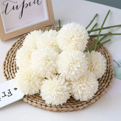 Produktbild von 10 Stš¹ck Kunstblumen, Chrysanthemen-Ball, Blumenstrau?, Geschenk fš¹r wichtige Personen, glorreiche Moral, fš¹r Zuhause, Bš¹ro, CafšŠ und Hochzeit, Wei?