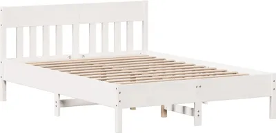 Produktbild von Eleganten-Stil 1 PC Massivholzbett - Bettgestell - CLORIS - Doppelbett - für Schlafzimmer - ohne Matratze Weiß 140x200 cm Kiefernholz - Klassische Betten - Möbel26