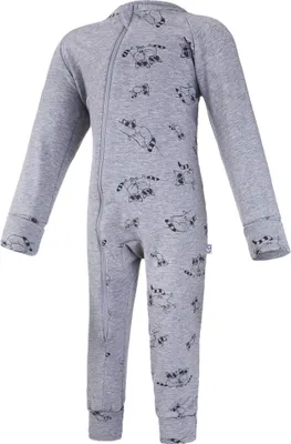 Produktbild von Kinderoverall lange Ärmel DRUCK Outlast® - Grau Meliert/Grau Meliert Waschbären