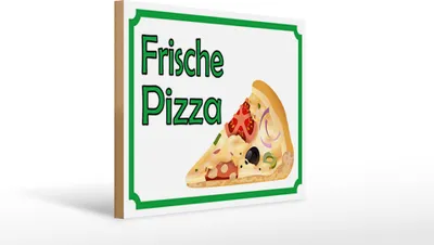 Produktbild von Holzschild  Hinweis frische Pizza Verkauf, 40 x30 cm, Holzschilder Spruch Lebensmittel Pizzabrot Pizzeria