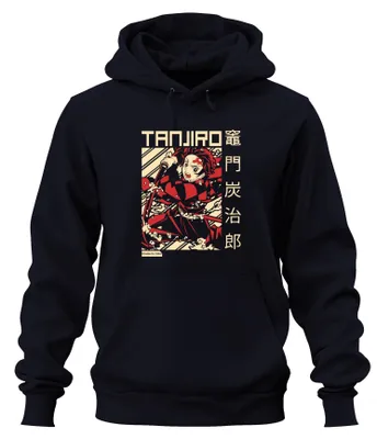 Zdjęcie produktu dla Tanjiro Kimetsu No Yaiba Demon Hunter Sword Fire Gift Uni Bluza z kapturem, Granatowy, M