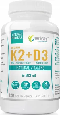 Produktbild von Wish Vitamin K2 MK-7 + Vitamin D3 in Öl 2000 IE 120 Kapseln