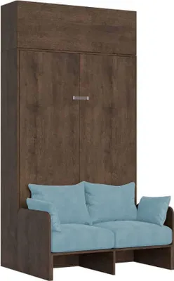 Image de ITAMOBY - Armoire lit 1 place et demi escamotable vertical 120 Kentaro Sofa avec èlèment haut Noyer-A33