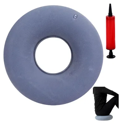 Produktbild von Aufblasbarer Sitzring, Hämorrhoiden Sitzkissen Steißbeinkissen Donut Kissen mit Pumpe für Entlastung bei Steißbeinschmerzen (Grau)