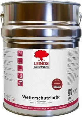 Produktbild von LEINOS Wetterschutzfarbe auf Wasserbasis 855 –10,0 l Schweden-Rot- Lösemittelfreier, matter Anstrich für unbehandelte Holzkonstruktionen im Außenbereich, ideal für sägeraues Holz