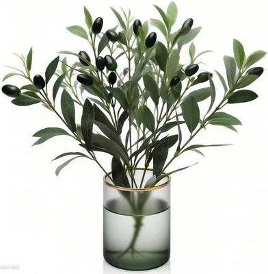 Zdjęcie produktu dla 10 sztuk gałęzi oliwnych z tworzywa sztucznego, 30 cm, idealne na wesele, do ogrodu i dekoracji, zielone gałęzie oliwne, realistyczna imitacja