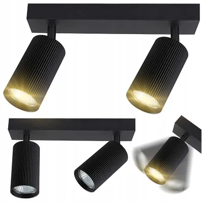 Produktbild von MasterLED Deckenstrahler - GU10, 2-flammig, schwenkbar, Schwarz - Moderne verstellbare LED Deckenleuchte für das Wohnzimmer