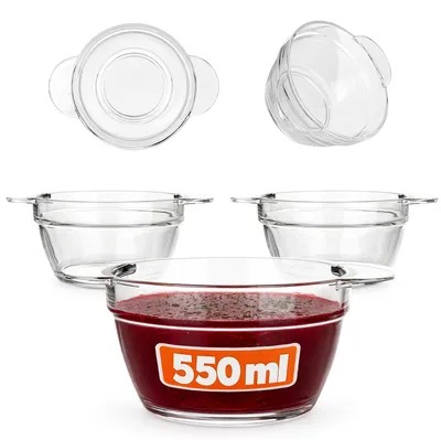 Zdjęcie produktu dla KADAX Miska do zupy 550 ml, zestaw 3 szt., przezroczysta miska do zupy, szklana miska do zupy, miska do zupy, szklana miska z uchwytami, talerz do zupy, można myć w zmywarce