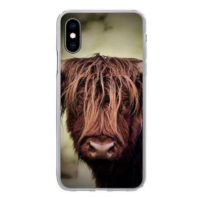 Produktbild von MuchoWow® Handyhülle Schutzhülle Hülle für iPhone X Schottischer Hochländer - Licht - Porträt - Natur Silikon Softcase Handy Hülle - Handyhülle