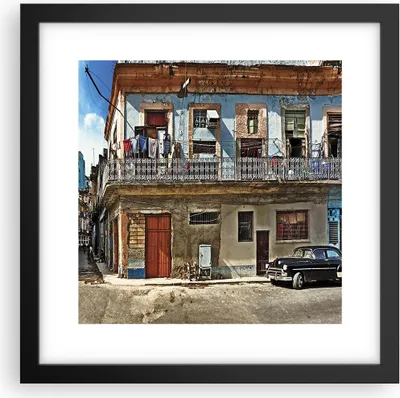 Produktbild von Gerahmtes Poster - Schwarzer Rahmen - Kuba Havanna Balkon - 30x30 cm - Wand Bild - Wanddeko - Wandbilder - Kunstposter - Wandposter - Bilderrahmen - Bilder - Kunstdruck - Wandbild - P2BAC30x30-4255