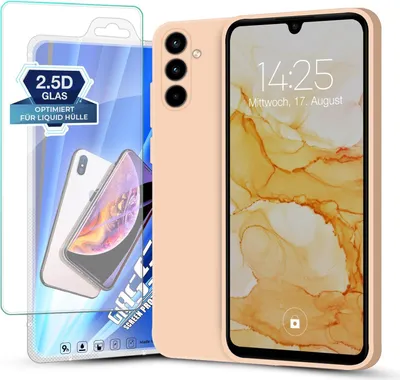 Produktbild von Hülle für Samsung Galaxy A35 5G mit 9H Displayglas Displayschutz Plus Case Cover Bumper Silikon Softgrip Schutzhülle Farbe: Rosa