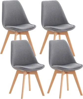Produktbild von Set aus vier Esszimmerstühlen – Besucherstühle – bequeme Sitzposition, Holzgestell
