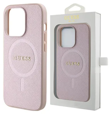 Produktbild von Guess Saffiano MagSafe Hülle für iPhone 15 Pro  Rosa Handyhülle
