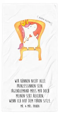 Produktbild von Mr. & Mrs. Panda XL Badehandtuch Einhorn König - Weiß - Geschenk, Präsident, Unicorn, Großes, Prinzessin, Strandlaken, Krone, Bundeskanzler, Duschtuch, Handtuch